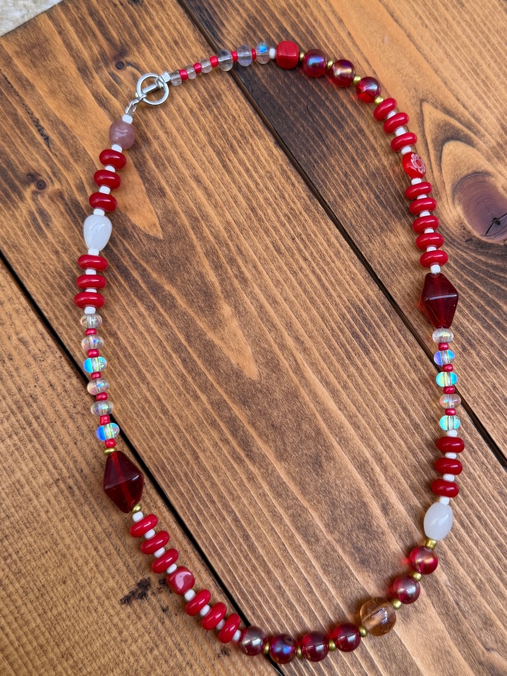 Handcrafted Red Glass Beaded Women's Necklace